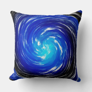 Modern Blue Galaxy Swirl Abstract Art Cushion