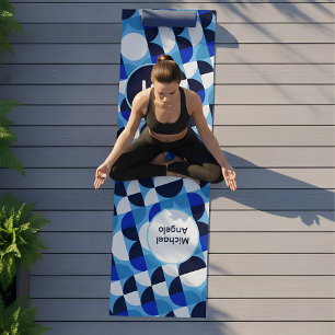 Modern Blue Geometric Bauhaus Monogram Custom Nam Yoga Mat