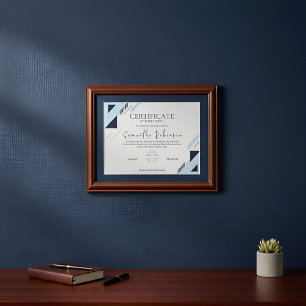 Modern Blue Geometric Certificate of Achievement 