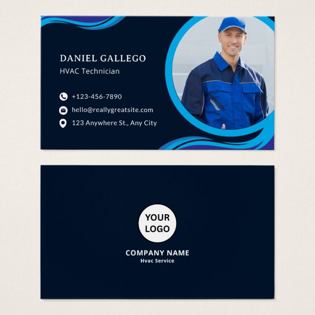Modern Blue  Geometric Corporate Business Card (Front & Back)