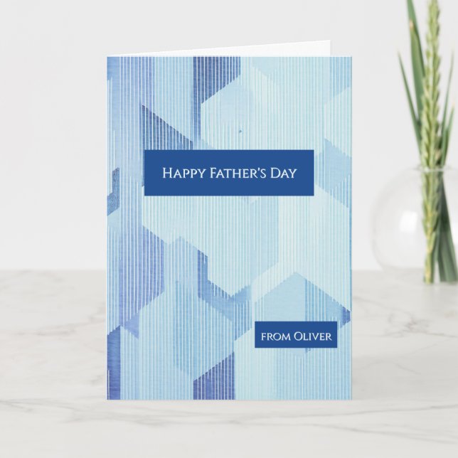 Modern Blue Geometric  Happy Father's Day Card (Front)