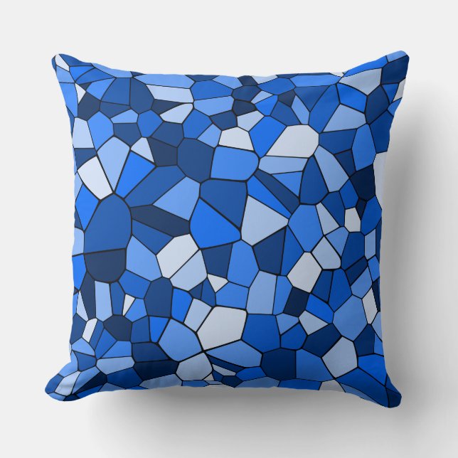 Modern Blue Geometric Mosaic Cushion (Front)