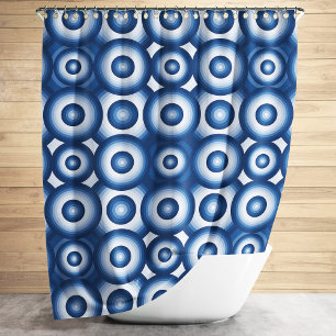 Modern Blue Geometric Pattern Shower Curtain