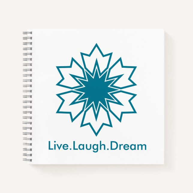 Modern Blue Geometric Star Mandala Custom Monogram Notebook (Front)