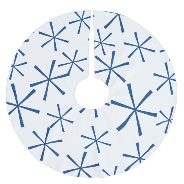 Modern Blue Geometric Star Pattern Tree Skirt (Front)