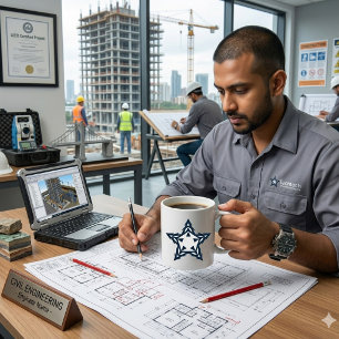 Modern Blue Geometric Star Personalised Mug