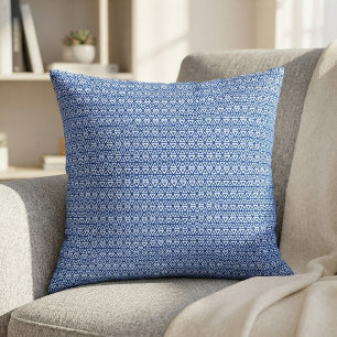 Modern Blue Geometric Triangle Pattern  Minimalist Cushion