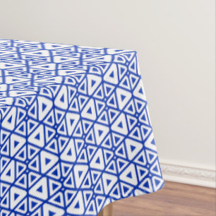 Modern Blue Geometric Triangle Pattern Minimalist Tablecloth