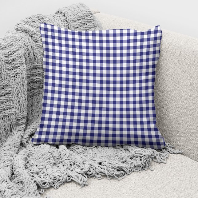 Modern Blue Gingham Pattern Cushion (Creator Uploaded)