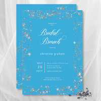 Modern Blue Glam Diamond Frame Bridal Brunch