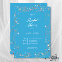 Modern Blue Glam Diamond Frame Bridal Shower