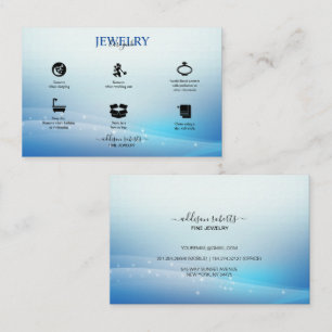 Modern Blue Glitter Jewellery Care Business Card