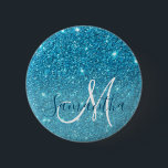 Modern Blue Glitter Sparkles Personalised Name 6 Cm Round Badge<br><div class="desc">Modern Blue Glitter Sparkles Personalised Name</div>