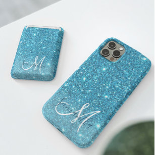 Modern Blue Glitter Sparkles Personalised Name iPhone 11Pro Max Case