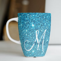 Modern Blue Glitter Sparkles Personalised Name