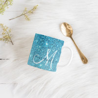 Modern Blue Glitter Sparkles Personalised Name