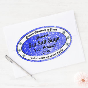 Modern Blue Glitter Sparkling Stars Product Labels