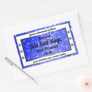 Modern Blue Glitter Sparkling Stars Product Labels