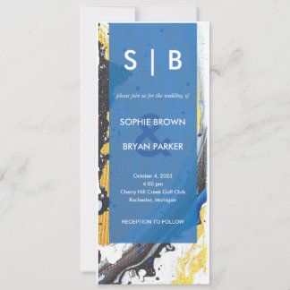 Modern Blue/Gold/Black Hydro-Dip Invitation