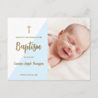 Modern Blue Gold cross Custom Baby Boy Baptism