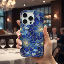 Modern Blue Gold Floral Pattern