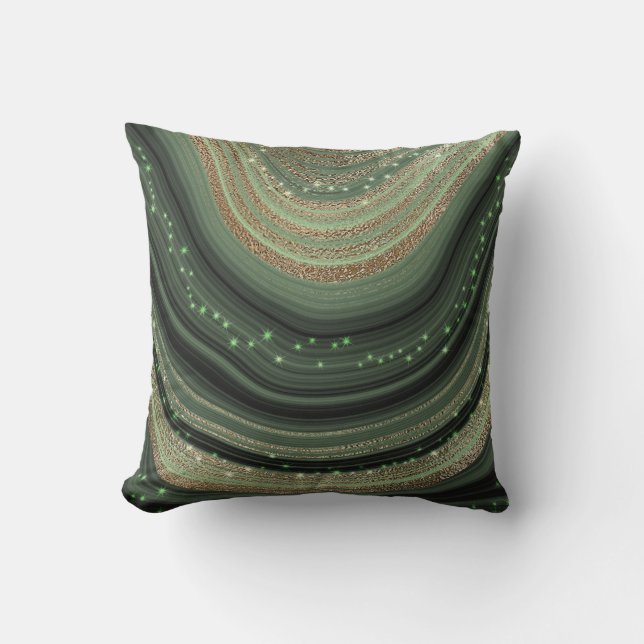 Modern Blue Gold Glitter Agate Cushion (Front)