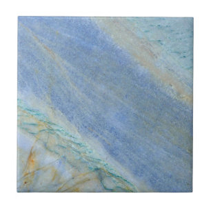 Modern Blue Gold Quartz Marble Print Ceramic Tile