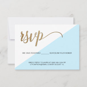 Modern Blue Gold RSVP no mailing Reserved Seat