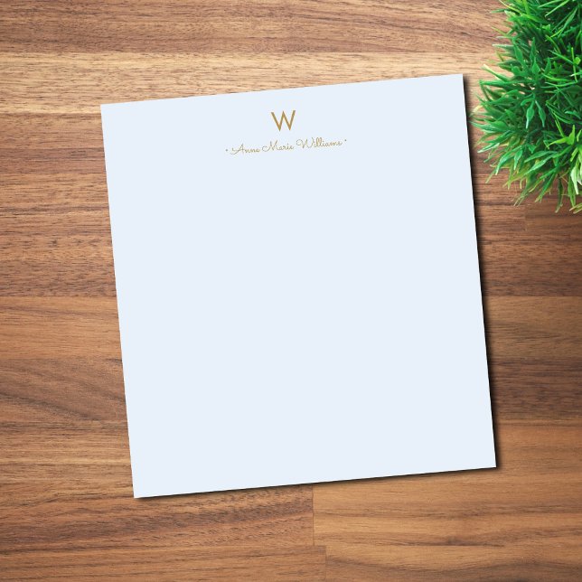 Modern Blue Gold Script Monogram Notepad (Creator Uploaded)