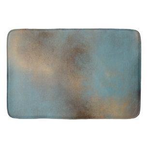 Modern Blue Gold Serene Abstract Art Bath Mat