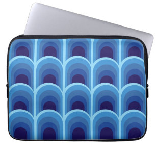 Modern Blue Gradient Arcs Pattern Laptop Sleeve