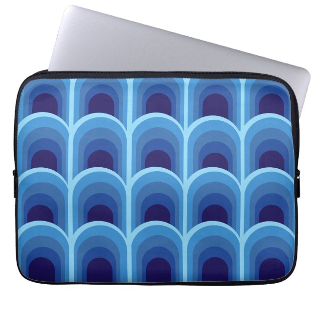 Modern Blue Gradient Arcs Pattern  Laptop Sleeve (Front)