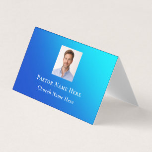Modern Blue Gradient Custom Text QR Code Photo Business Card