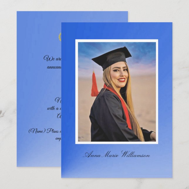 Modern Blue Gradient Graduation Announcement (Front/Back)