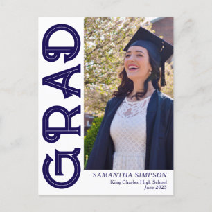 Modern Blue Graduation Announcement Postcard