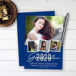 Modern Blue Graduation Class of 2020 Photo Announcement