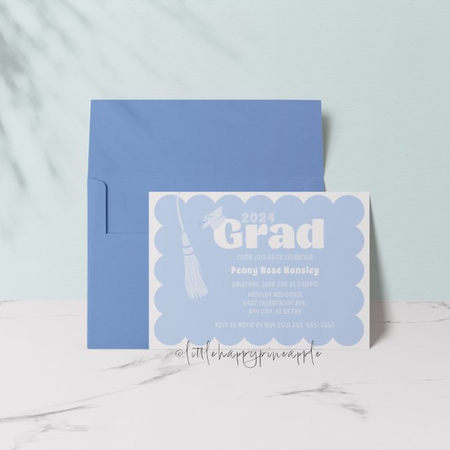 Modern Blue Graduation Invitation (Creator Uploaded)