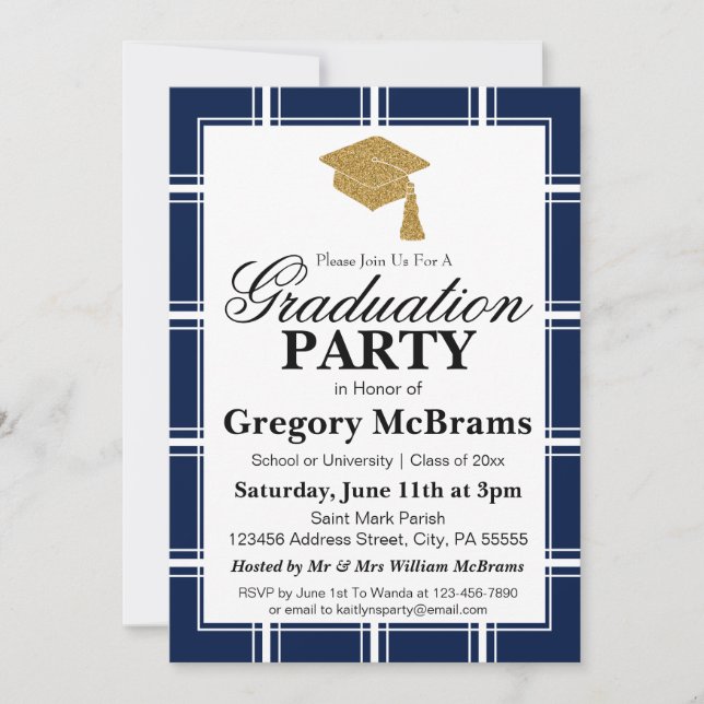 Modern Blue Graduation Party Invitation (Front)