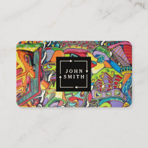 Modern Blue Graffiti Cool Abstract Art Business Ca Business Card
