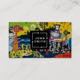 Modern Blue Graffiti Cool Abstract Art Business Ca Card