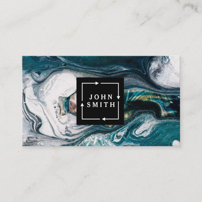 Modern Blue Graffiti Cool Abstract Art Business Card (Front)