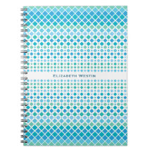 Modern Blue Green Abstract Diamond Notebook