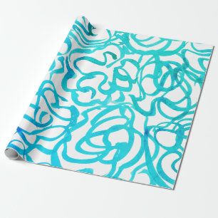 Modern Blue Green Abstract Watercolor Design  Wrapping Paper