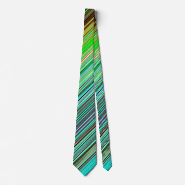 Modern Blue & Green Angled Stripes Pattern Men's Tie (Front)