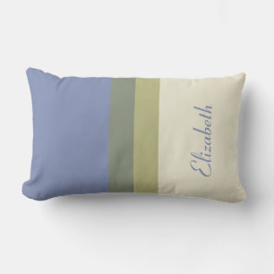 Modern Blue Green Cream Custom Name Colour Block Lumbar Cushion