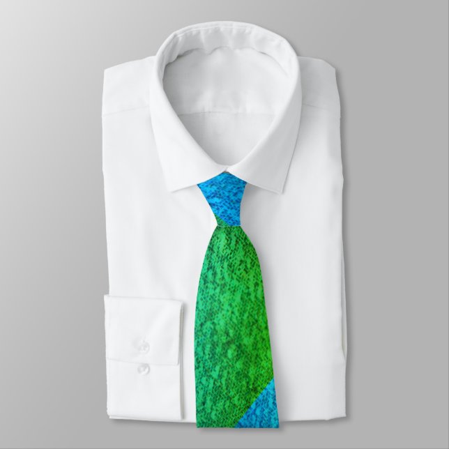MODERN BLUE GREEN CUTE NECK TIE (Tied)