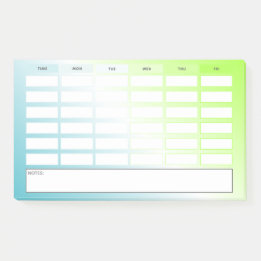Modern Blue Green Gradient Weekly Schedule Post-it Notes