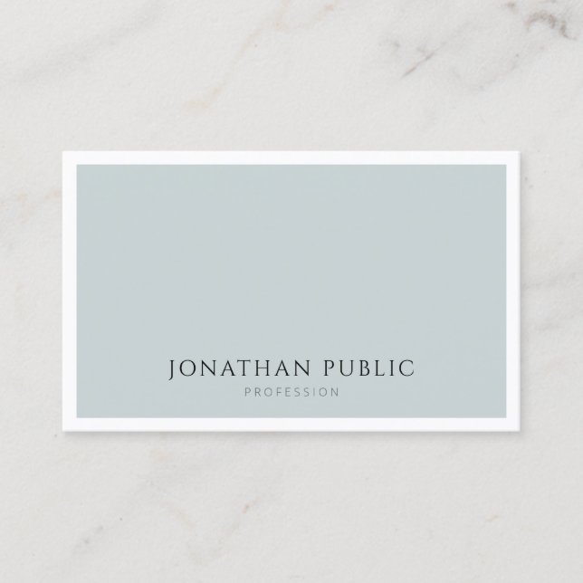 Modern Blue Green Minimalist Simple Plain Elegant Business Card (Front)