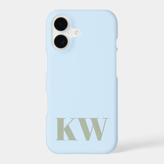 Modern Blue Green Monogram Initials Personalised (Back)