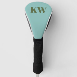 Modern Blue Green Monogram Initials Personalised Golf Head Cover
